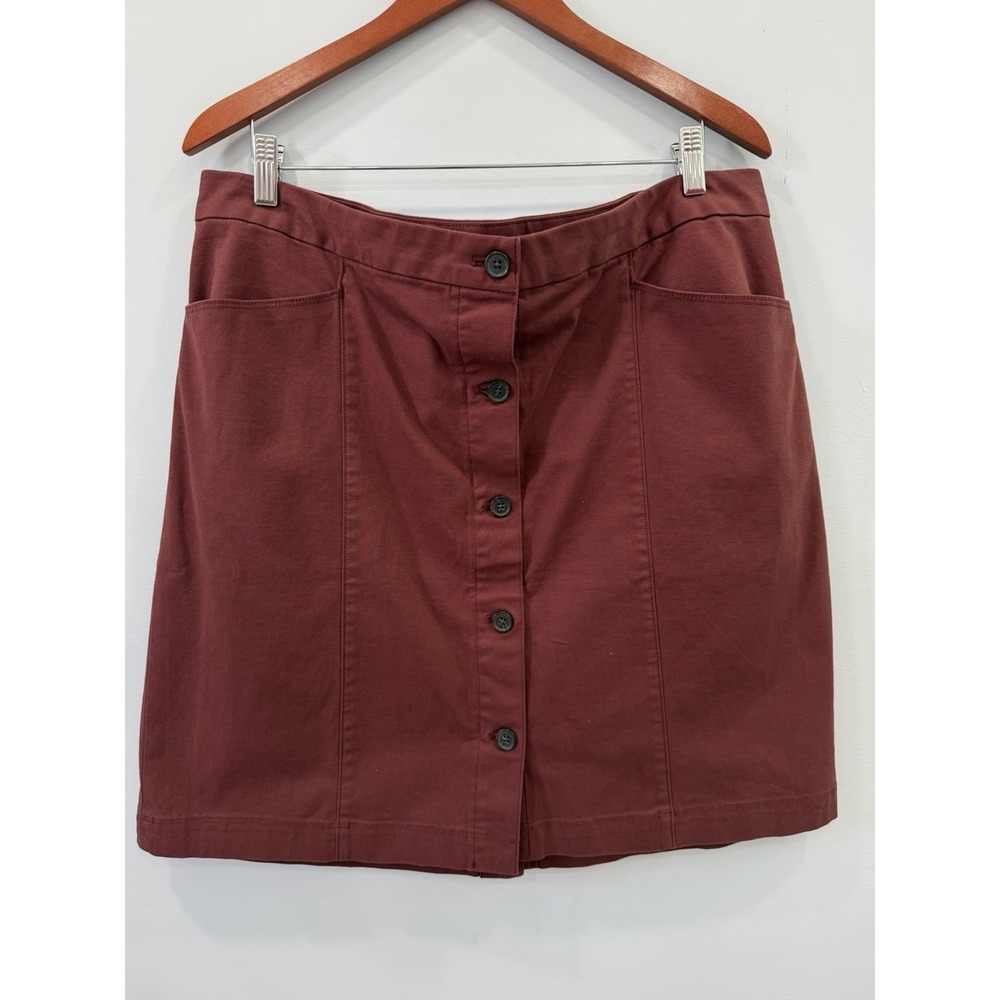 Duluth Trading Co Women's Skirt Size 16 Burgundy Button Front Cotton Blend - Picture 3 of 7